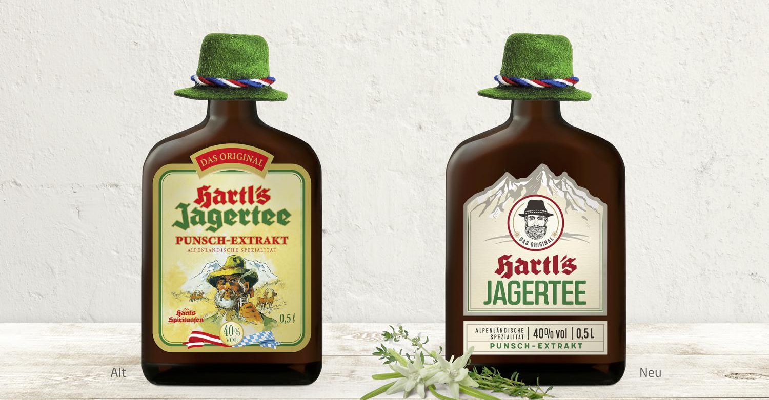 Hartls Jagertee Spirits Relaunch Grafikdesign Branding-Strategie Verpackungsdesign Logodesign