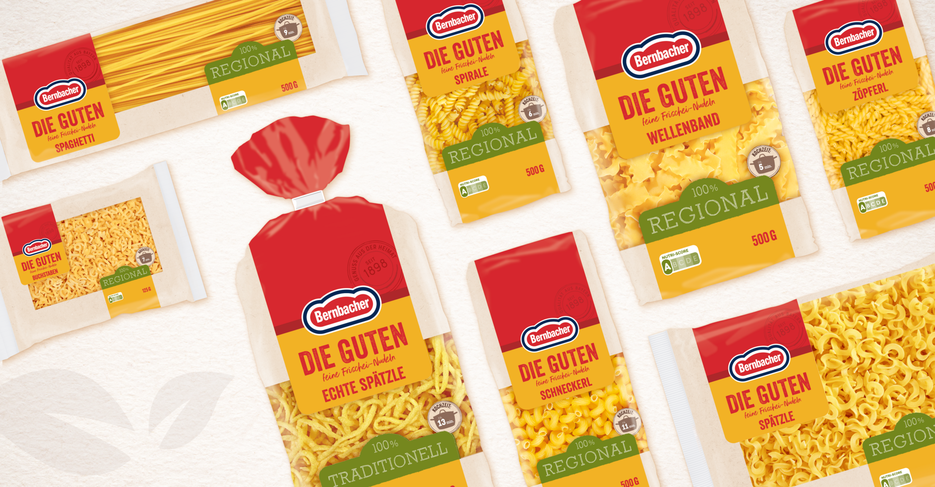 Bernbacher Die Guten und Bella Pasta Launch Grafikdesign Verpackungsdesign Logodesign Branding-Strategie Line Extension