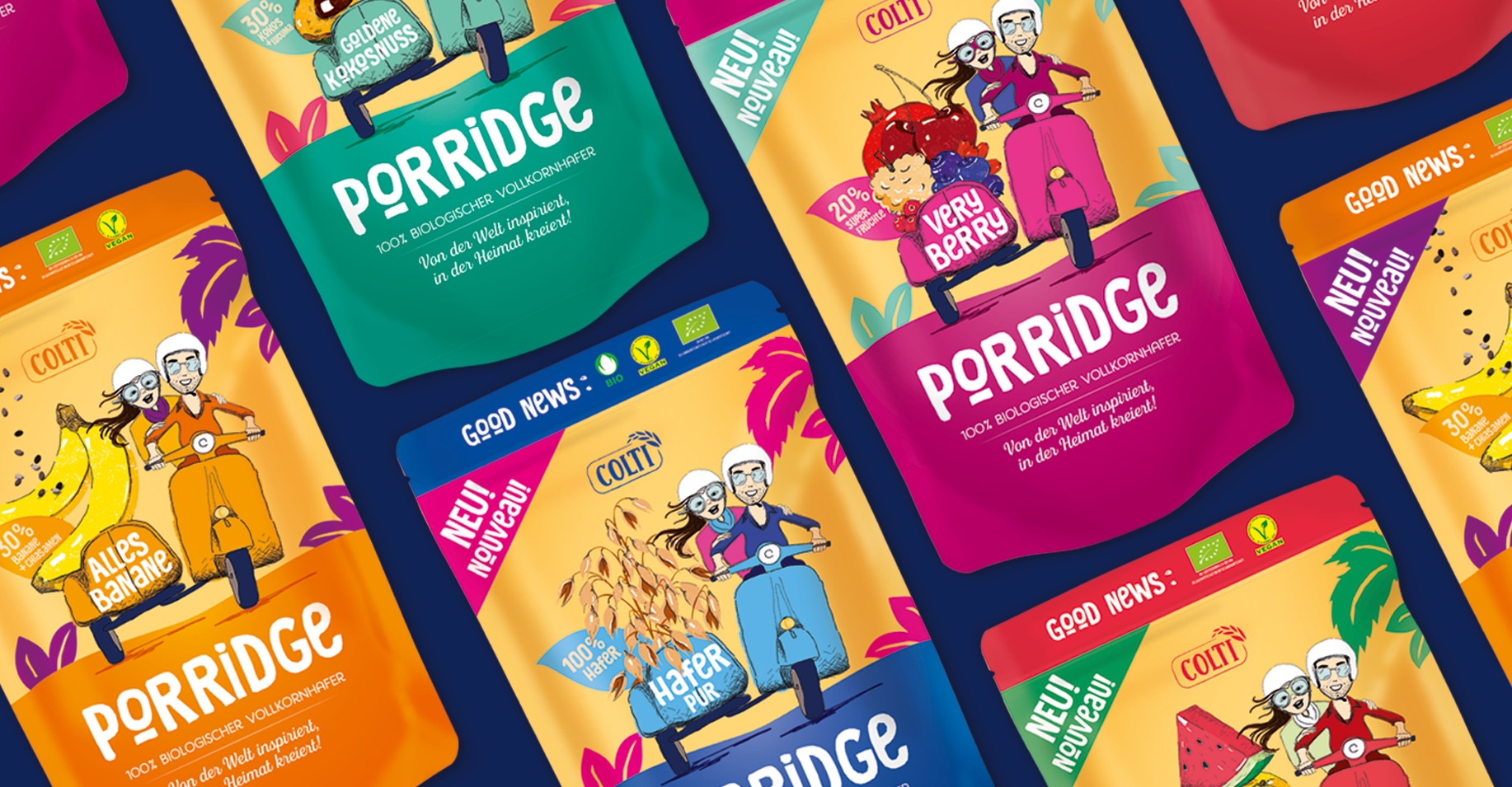 Colti Muesli Porridge Grafikdesign Logodesign Verpackungsdesign Line-Extension Branding-Strategie