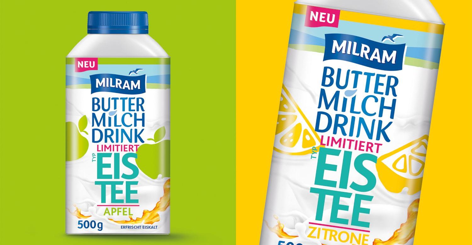 Milram Buttermilch Drink Launch Grafikdesign Branding-Strategie Verpackungsdesign Logodesign Line Extension