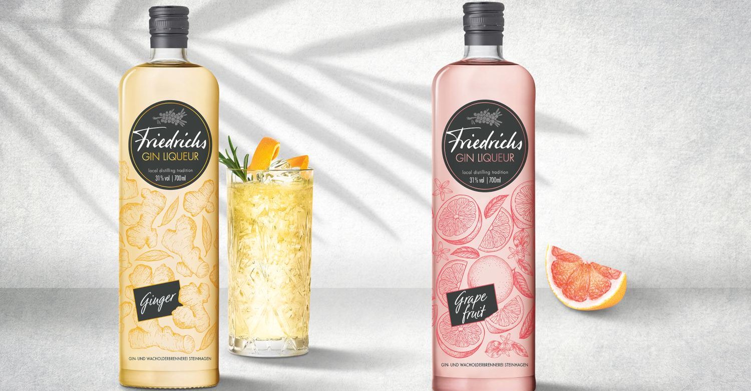 Friedrichs Gin, Liquer Spirits Launch Graphic Design Branding Strategy Packaging Design Logo Design Line Extension POS Material