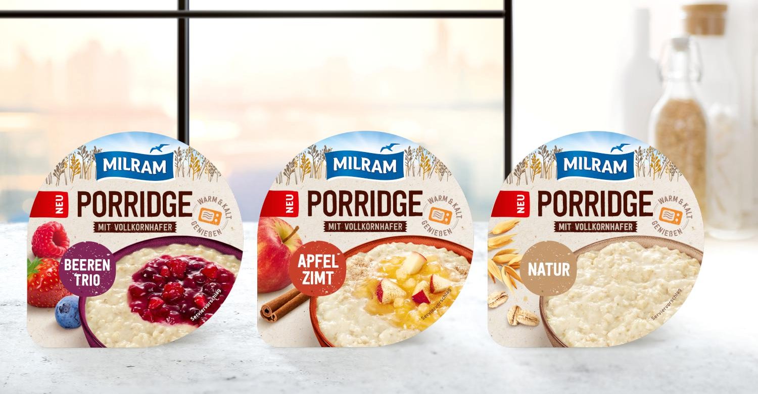 Milram DMK Porridge Snack Range Launch Branding Strategy Graphic Design Packaging Design Line Extension