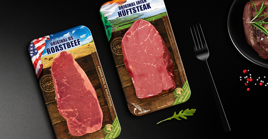 OSI Steak Flatskin Launch Nachhaltige Verpackungen Grafikdesign Verpackungsdesign Line Extension