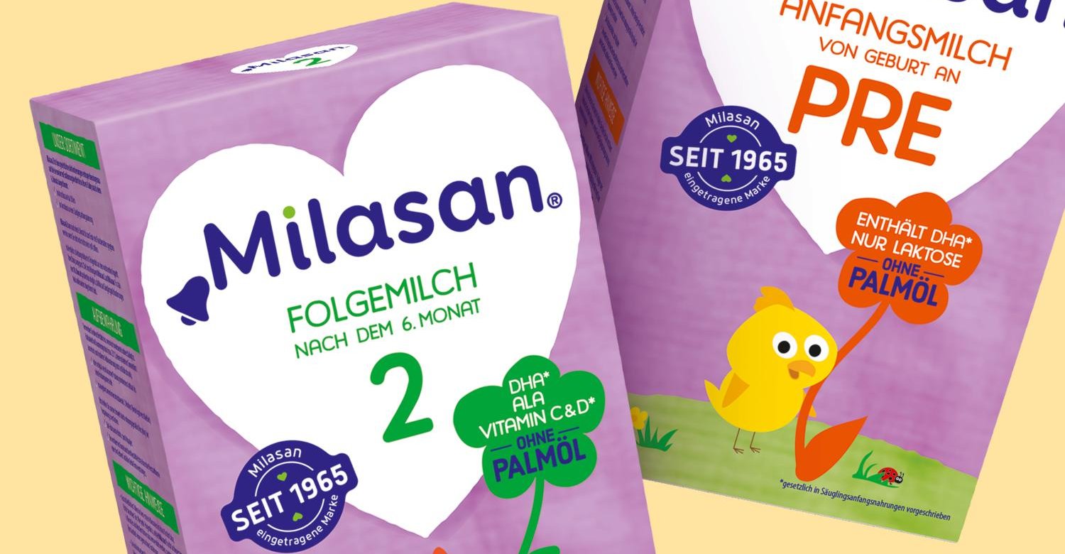 Milasan Babymilch Range Relaunch Branding-Strategie Grafikdesign Verpackungsdesign Line-Extension