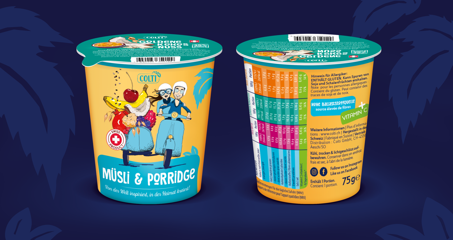 Colti Porridge Grafikdesign Logodesign Verpackungsdesign Branding-Strategie Webdesign POS Material
