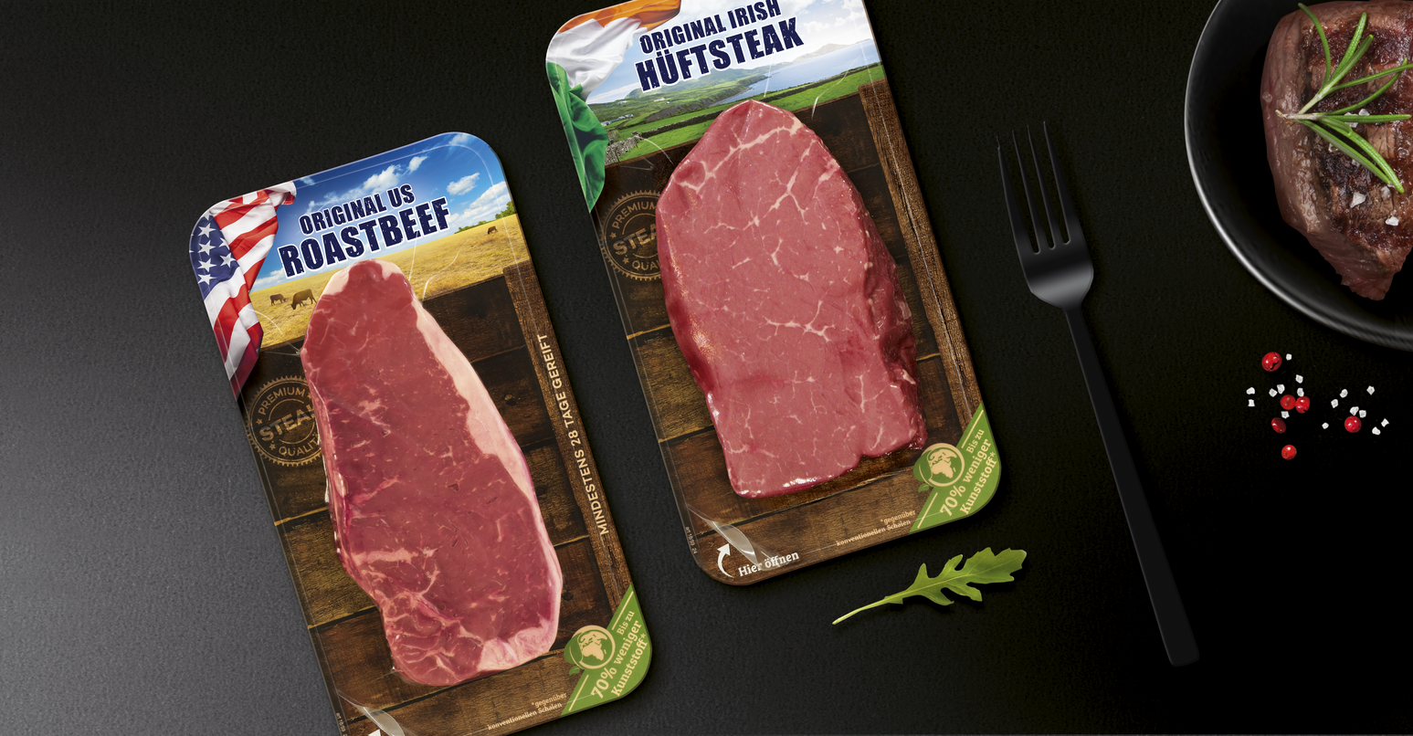 OSI Steak Flatskin Launch Nachhaltige Verpackungen Grafikdesign Verpackungsdesign Line Extension