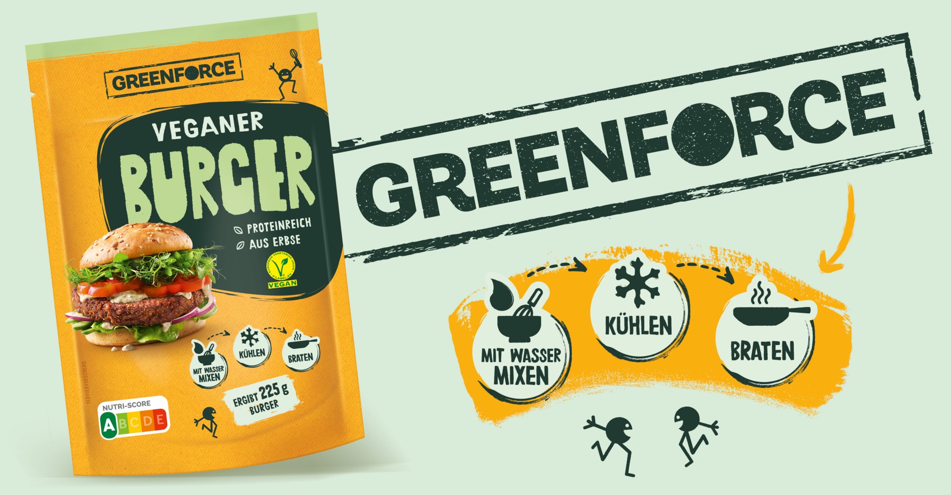 Greenforce Produktrange Ersatzprodukte Vegan Launch Branding-Strategie Verpackungsdesign Logodesign Corporate Design Line Extension
