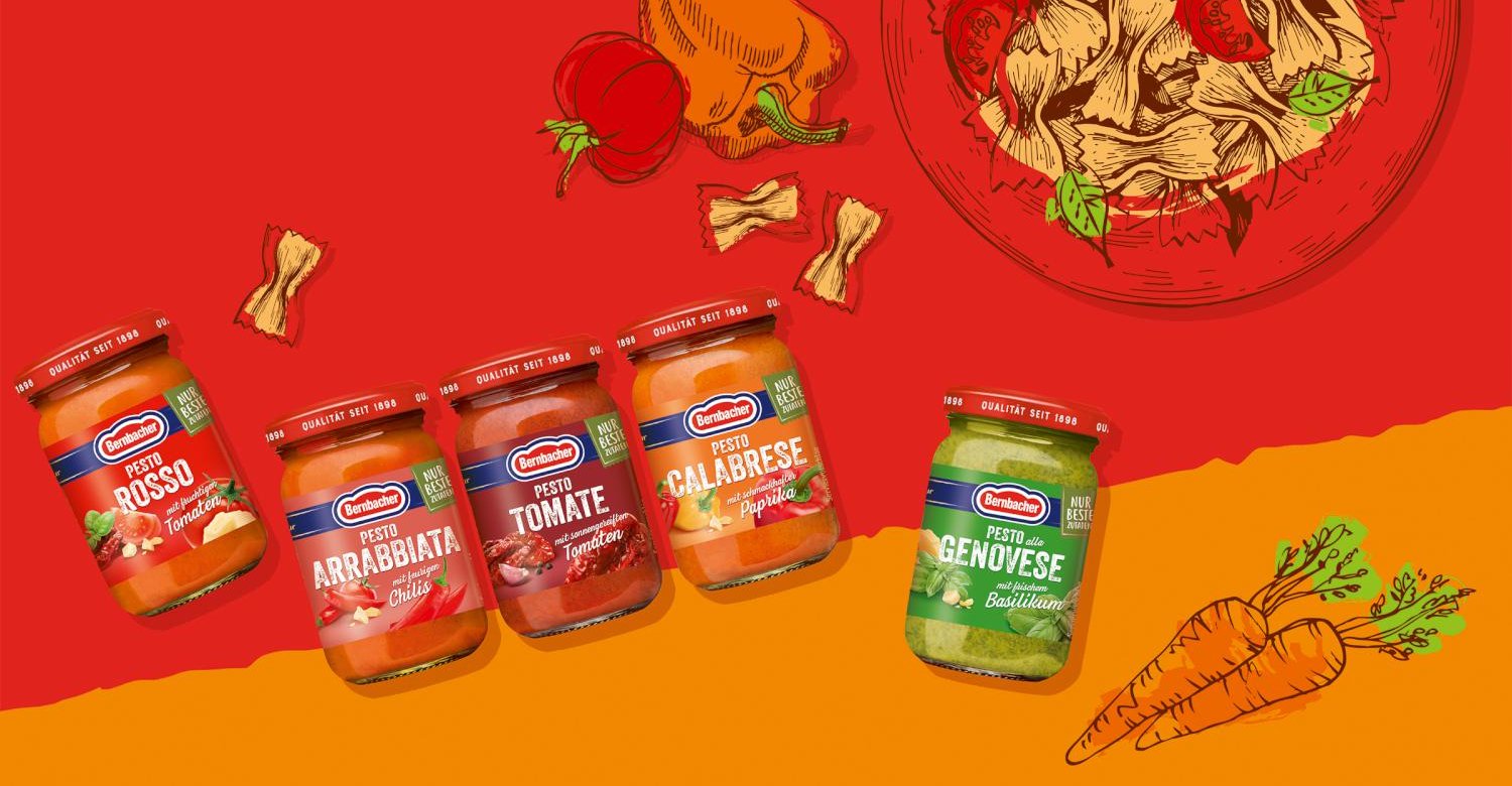 Bernbacher Pesti Pasta Sauces Relaunch Graphic Design Branding Strategy Packaging Design Line Extension