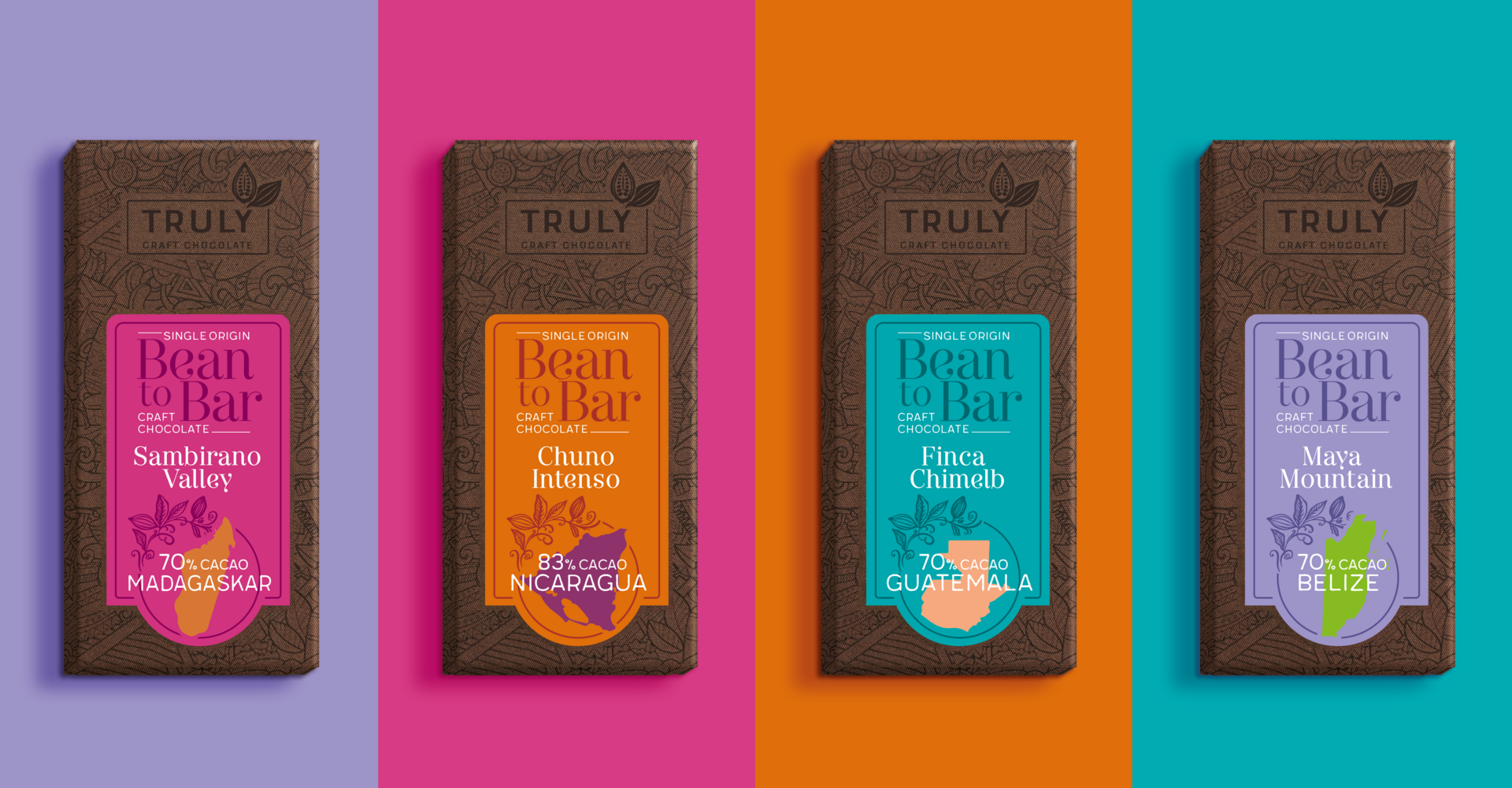Bean to Bar Truly Craft Chocolate Relaunch Grafikdesign Branding-Strategie Logodesign Verpackungsdesign POS Material