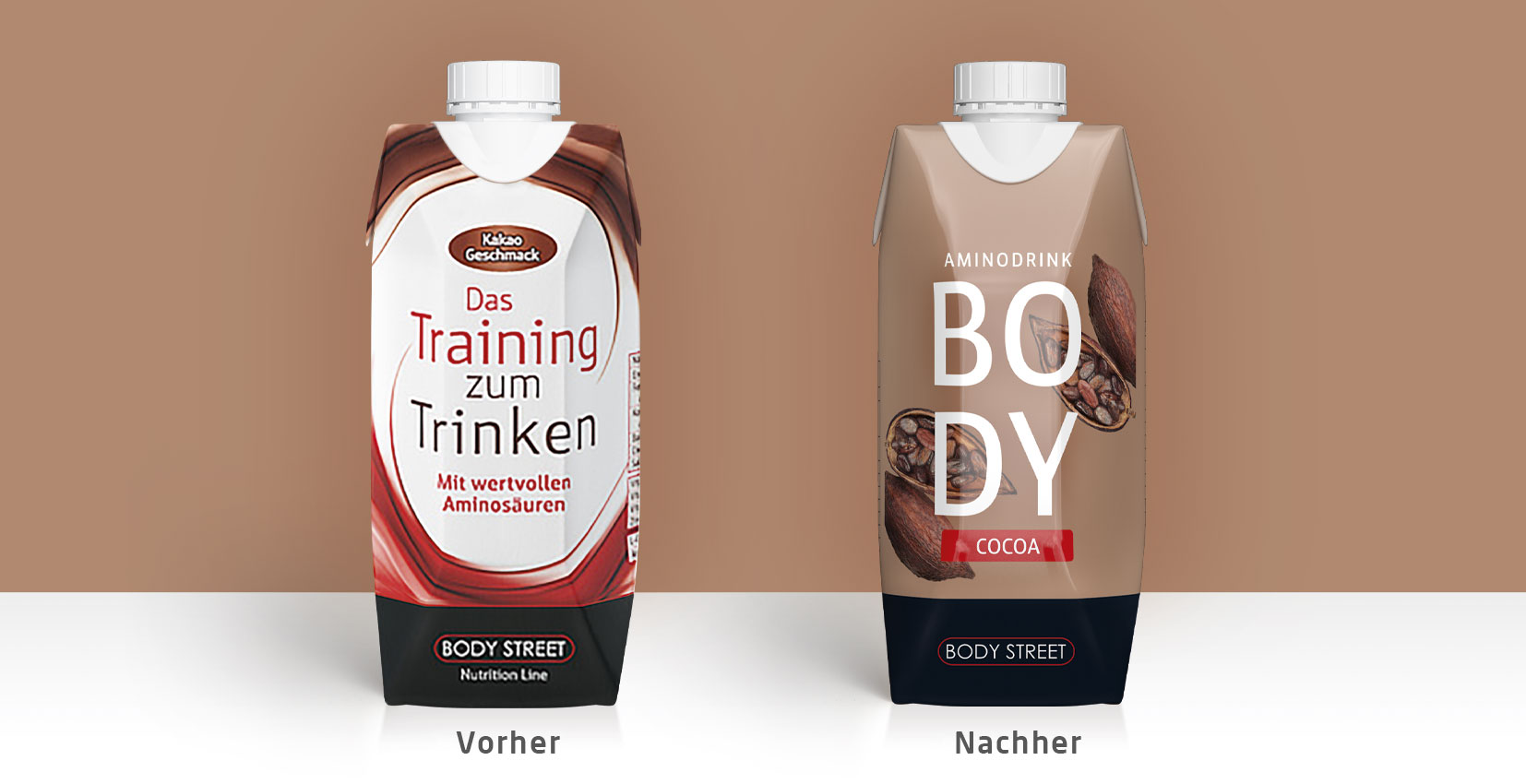 Body Street Aminodrinks Power Drinks Training Relaunch Grafikdesign Branding-Strategie Verpackungsdesign Line Extension Logodesign
