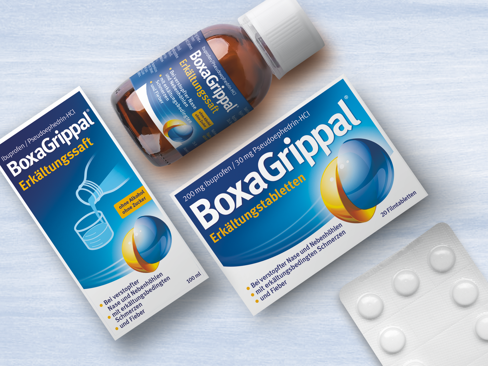 Sanofi Aventis Boxagrippal Erkaeltungsmittel Pharma Launch graphic design logo design branding strategy packaging design line extension
