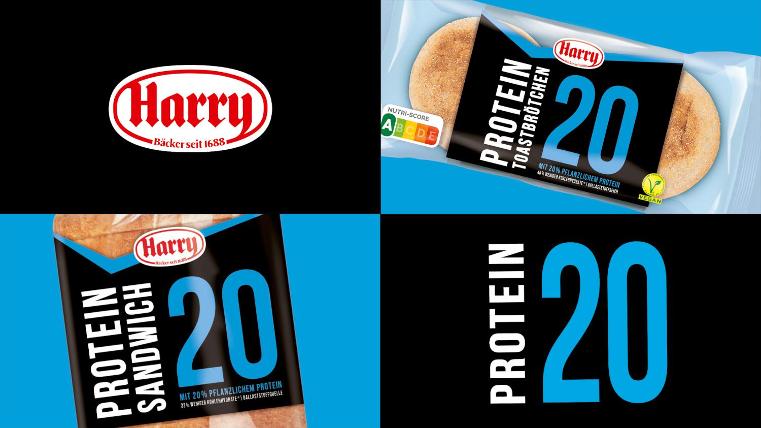 Harry Sandwich High Protein Eiweiss Launch Grafikdesign Branding-Strategie Verpackungs-Strategie Logodesign Line Extension