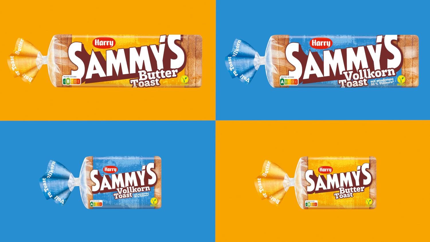 Harry Sammys Toast Sorten Launch Grafikdesign Branding-Strategie Verpackungsdesign Line Extension