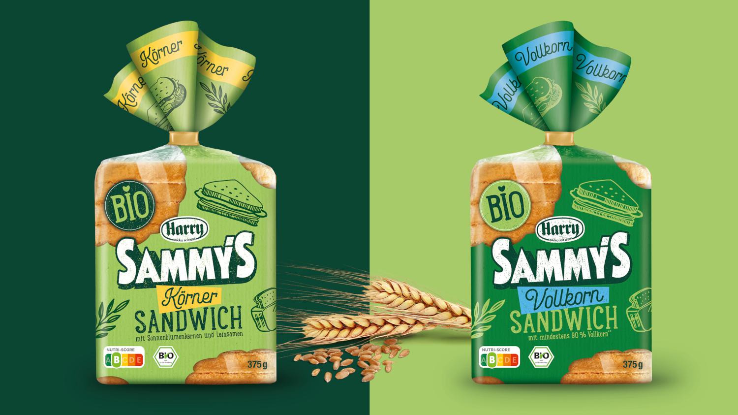 Harry Sammys Bio Sandwich Relaunch Grafikdesign Branding-Strategie Verpackungsdesign Line Extension