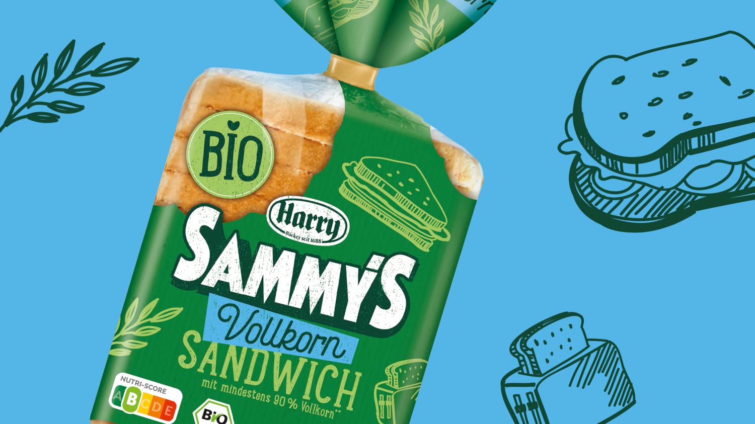 Harry Sammys Bio Sandwich Relaunch Grafikdesign Branding-Strategie Verpackungsdesign Line Extension